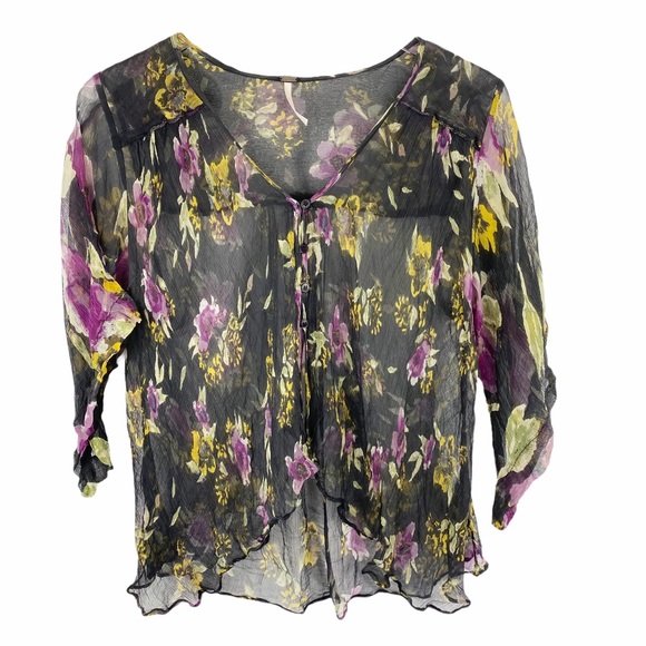 FREE PEOPLE Sheer Chiffon Katomi Cardigan XS - Picture 2 of 6